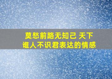 莫愁前路无知己 天下谁人不识君表达的情感